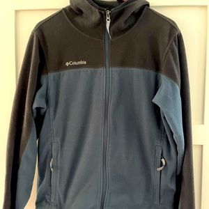 Vintage Columbia fleece zip hoody, black/blue, Mend S